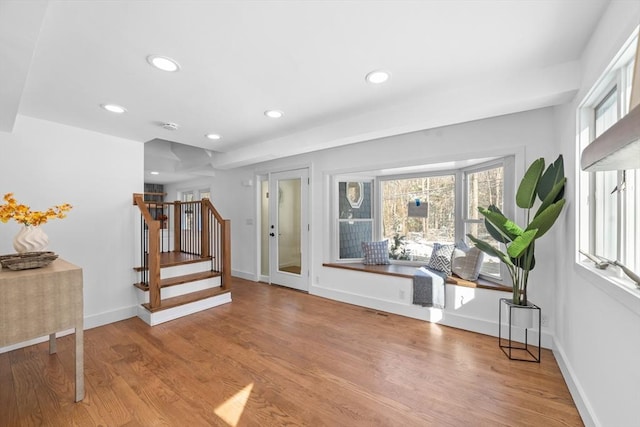 foyer entrance featuring light wood-type flooring