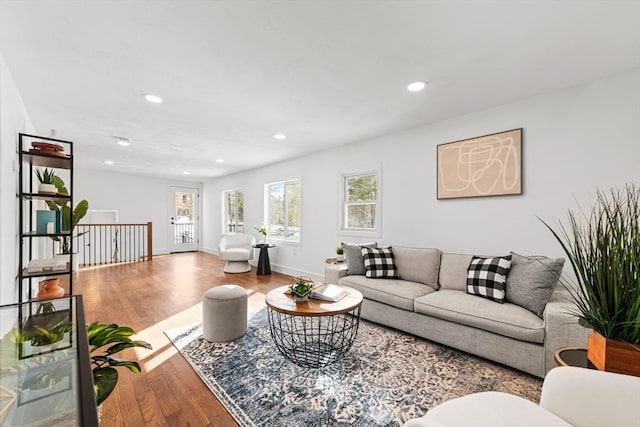 living room with hardwood / wood-style flooring