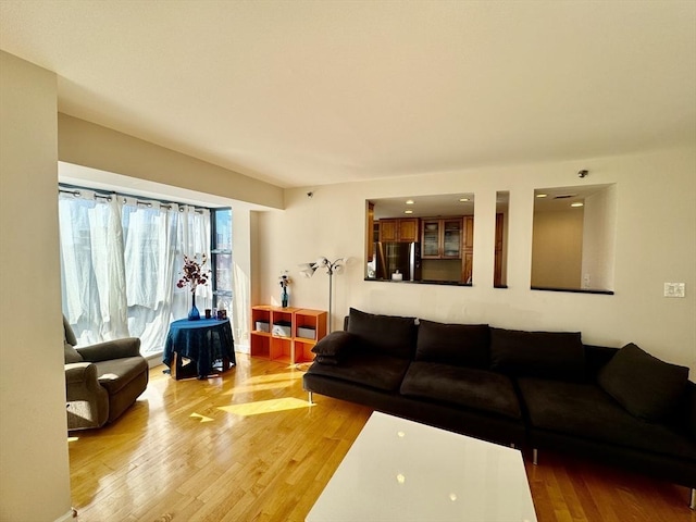 living room featuring light wood-style floors