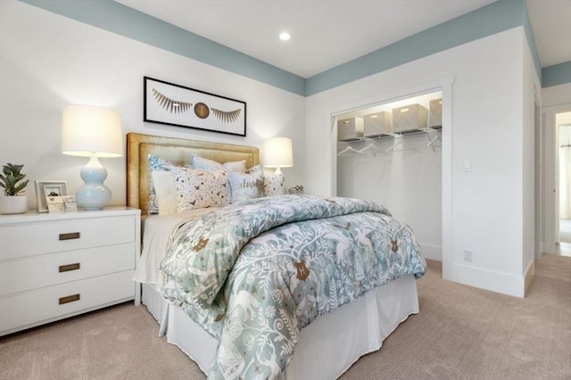 10 Old County Rd Unit 19, Hudson, MA 01749 - bedroom with light colored carpet, a spacious closet, a closet, and recessed lighting