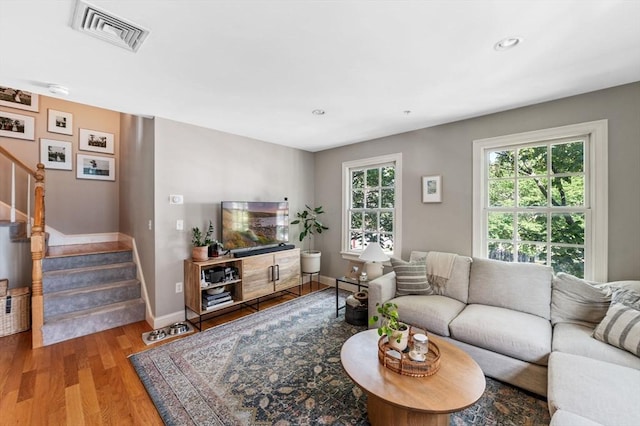 2 Hawthorne Blvd Unit 4, Salem, MA 01970 - living room with stairs, light wood-style floors, and recessed lighting
