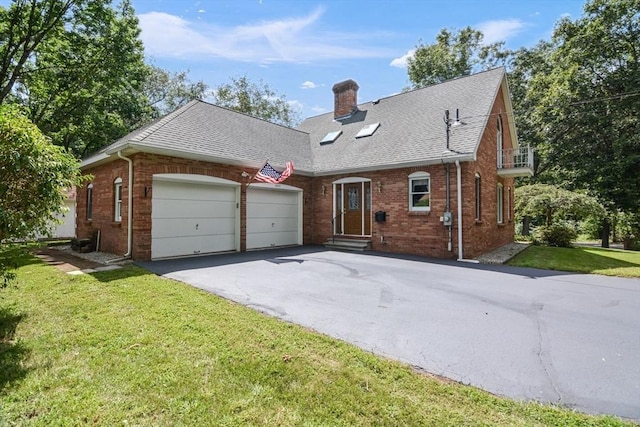 view of front of home featuring a garage and a front yard