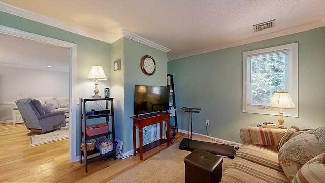 3 Oakwood Ln Unit 3, Worcester, MA 01604 - living room with light wood-type flooring, ornamental molding, and a textured ceiling