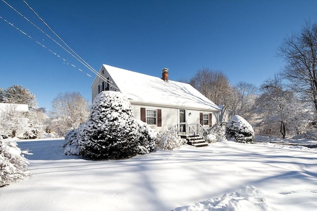 view of snow covered property