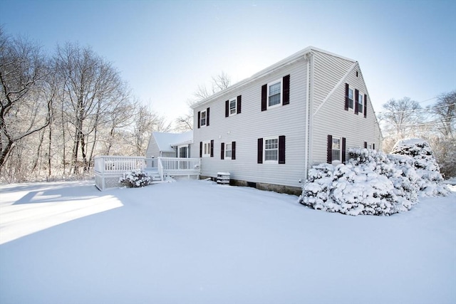 view of front of home with a deck