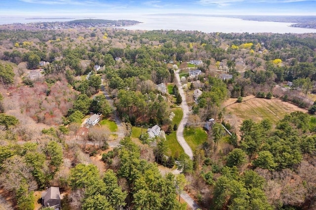 bird's eye view featuring a view of trees