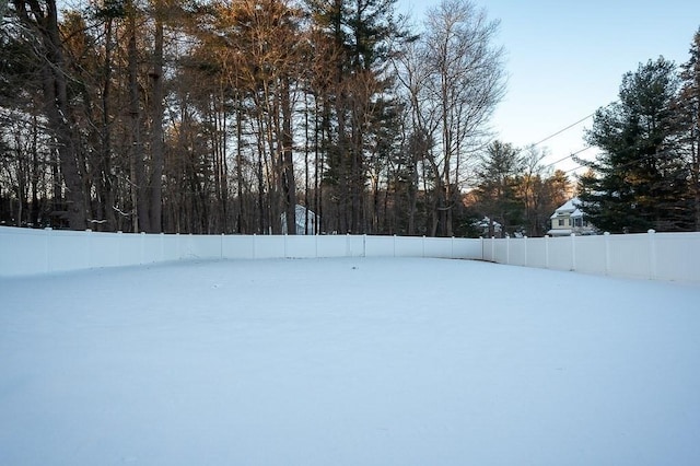 view of yard covered in snow