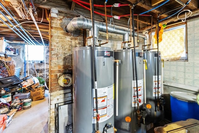 utility room featuring water heater