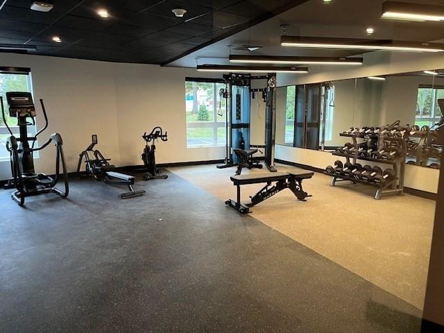 203 Lowell St Unit 204, Wilmington, MA 01887 - exercise room featuring healthy amount of natural light and baseboards