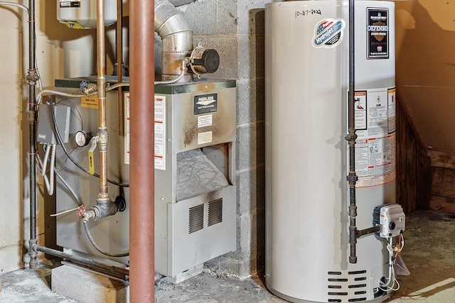 utility room featuring gas water heater