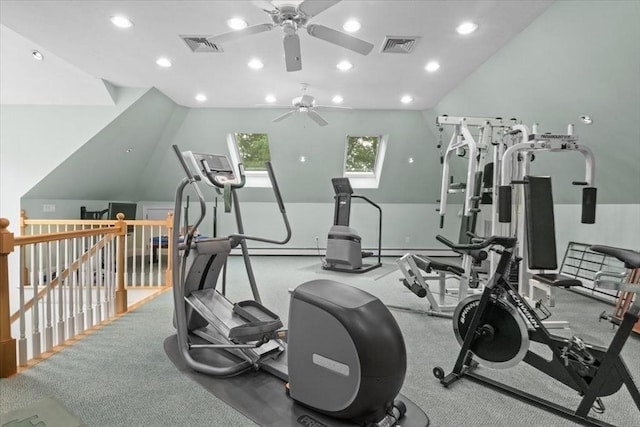 54 Wagon Rd, Walpole, MA 02081 - gym with ceiling fan and recessed lighting