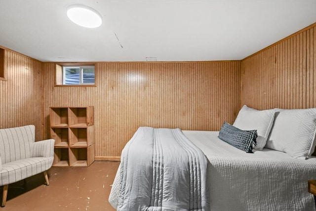 11 Fern Ave, Amesbury, MA 01913 - bedroom featuring finished concrete flooring and wood walls