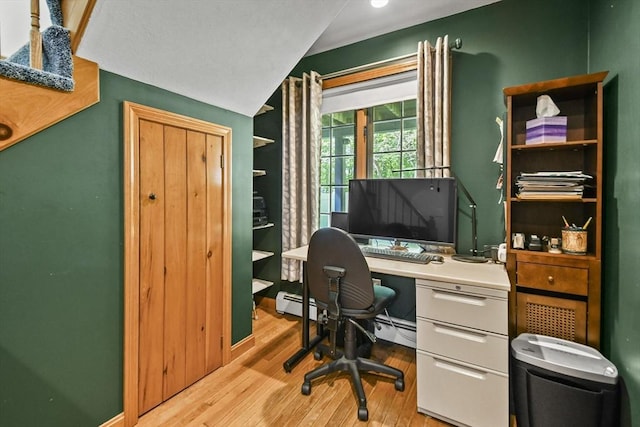 11 Fern Ave, Amesbury, MA 01913 - office area featuring wood finished floors and a baseboard radiator