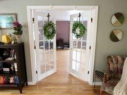 doorway to outside with light hardwood / wood-style flooring and french doors