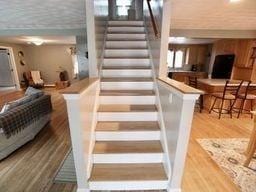 stairway featuring hardwood / wood-style floors