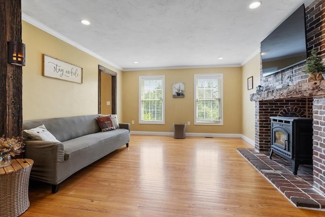 6 Rebanna Rd, Westminster, MA 01473 - living area featuring light wood-style flooring, ornamental molding, and recessed lighting