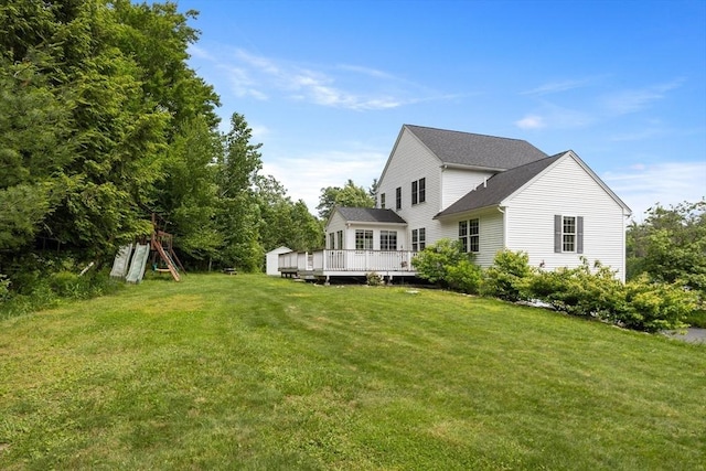 6 Rebanna Rd, Westminster, MA 01473 - rear view of house with a lawn and a deck