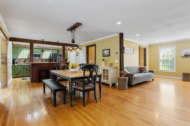 6 Rebanna Rd, Westminster, MA 01473 - dining space with light wood finished floors, ornamental molding, and recessed lighting