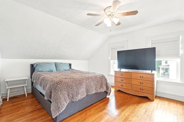 7 Gaston St, Easthampton, MA 01027 - bedroom with vaulted ceiling, light wood-type flooring, and ceiling fan