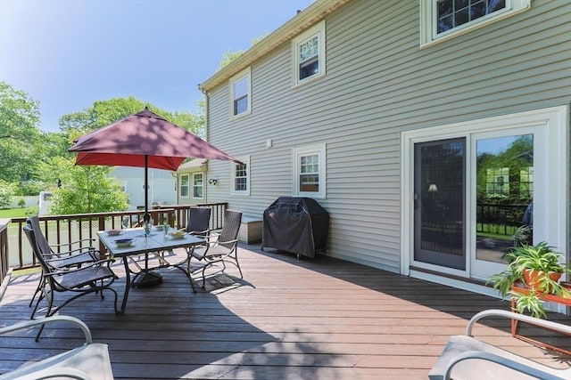 14 Shady Oak Ln, Natick, MA 01760 - wooden deck with outdoor dining area and a grill
