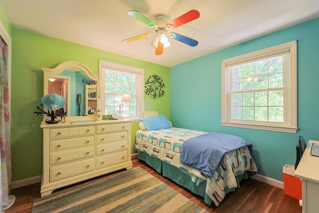14 Shady Oak Ln, Natick, MA 01760 - bedroom featuring dark wood-type flooring, baseboards, and ceiling fan