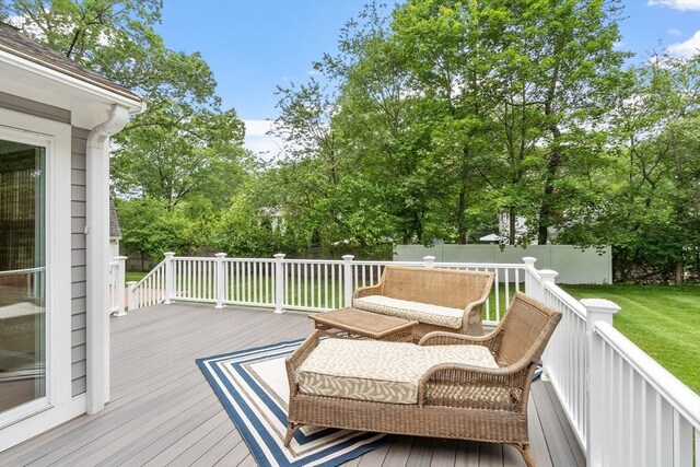 2028 Main St, Concord, MA 01742 - wooden deck featuring view of scattered trees