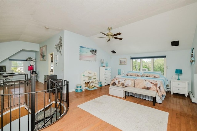 5 Bayview Ave, Fairhaven, MA 02719 - bedroom featuring lofted ceiling, wood finished floors, multiple windows, and a ceiling fan
