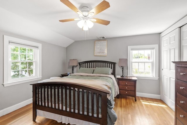 15 Maple St, Salem, MA 01970 - bedroom with light wood-style floors, vaulted ceiling, and a ceiling fan
