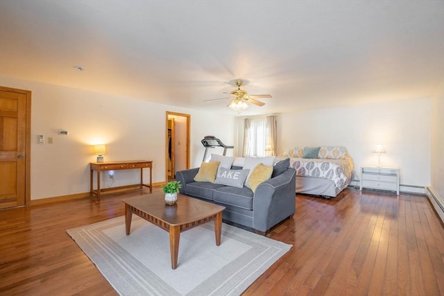 bedroom with dark hardwood / wood-style flooring