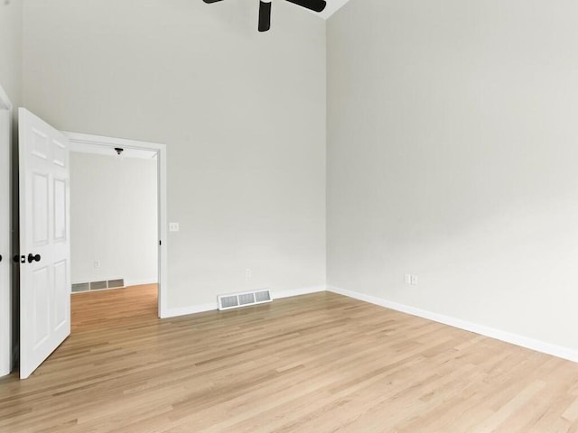 51 Old Stagecoach Rd, Attleboro, MA 02703 - spare room featuring ceiling fan, light wood finished floors, baseboards, and a high ceiling
