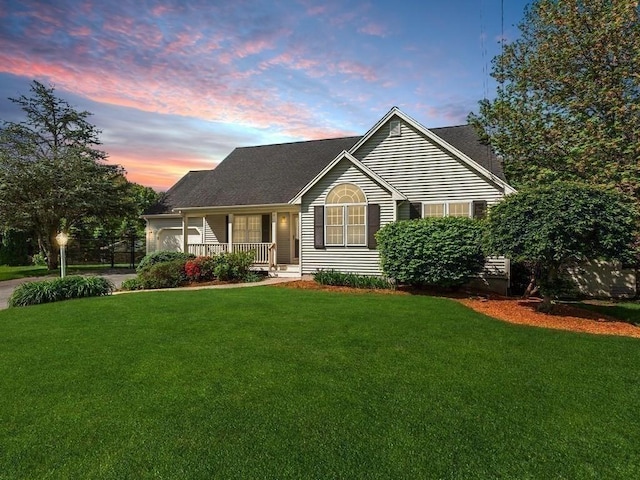 51 Old Stagecoach Rd, Attleboro, MA 02703 - view of front of house featuring covered porch, a front lawn, and an attached garage