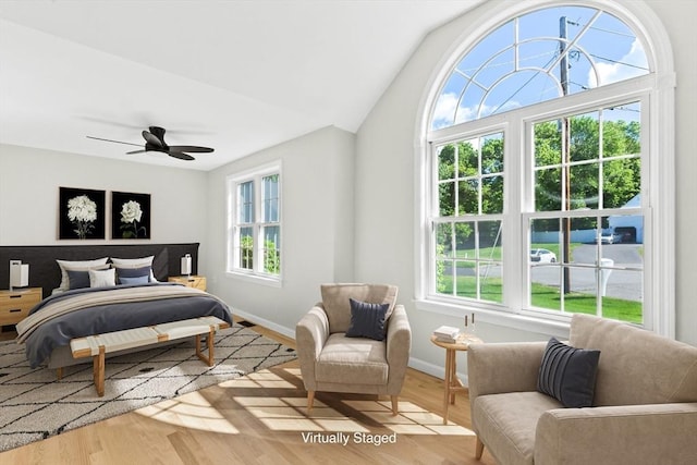 51 Old Stagecoach Rd, Attleboro, MA 02703 - bedroom featuring wood finished floors, lofted ceiling, baseboards, and ceiling fan