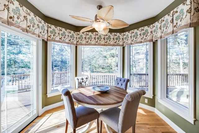 sunroom / solarium with ceiling fan