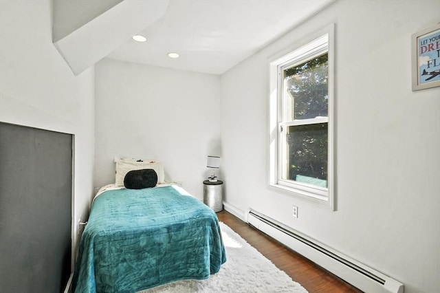 13 Hoyt Ave, Amesbury, MA 01913 - bedroom with a baseboard radiator, dark wood-type flooring, and recessed lighting