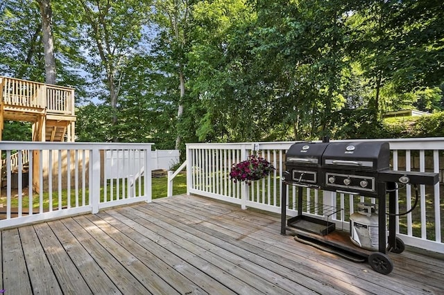 13 Hoyt Ave, Amesbury, MA 01913 - deck with area for grilling, a fenced backyard, and view of wooded area