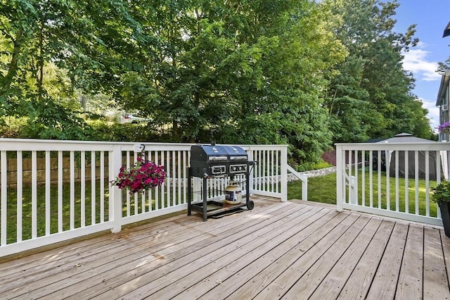 13 Hoyt Ave, Amesbury, MA 01913 - wooden deck featuring grilling area and a yard