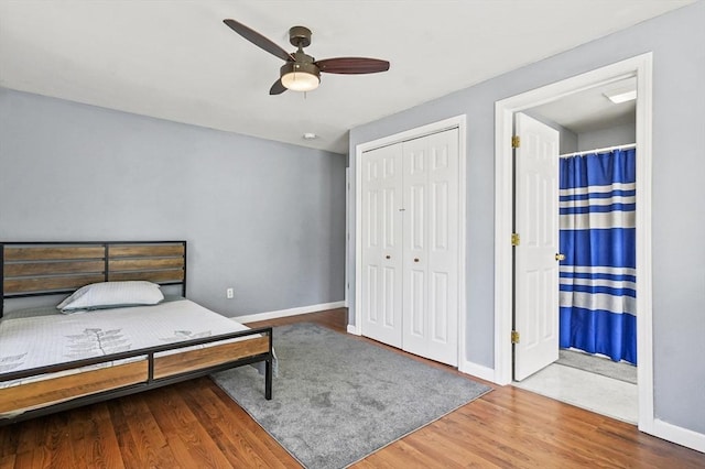 13 Hoyt Ave, Amesbury, MA 01913 - bedroom featuring wood finished floors, a closet, and ceiling fan
