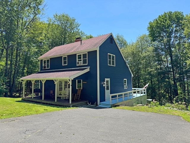 233 Old Wendell Rd, Northfield, MA 01360 - view of front of house featuring a front lawn and a chimney