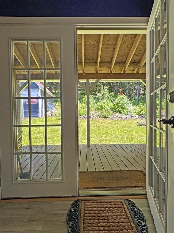 233 Old Wendell Rd, Northfield, MA 01360 - doorway to outside featuring wood finished floors