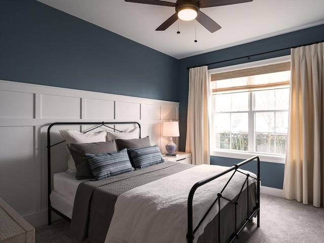 bedroom with carpet floors and ceiling fan