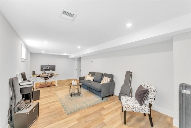 72 Rawson Rd Unit 2, Arlington, MA 02474 - living room with light wood-type flooring, recessed lighting, an office area, and baseboards