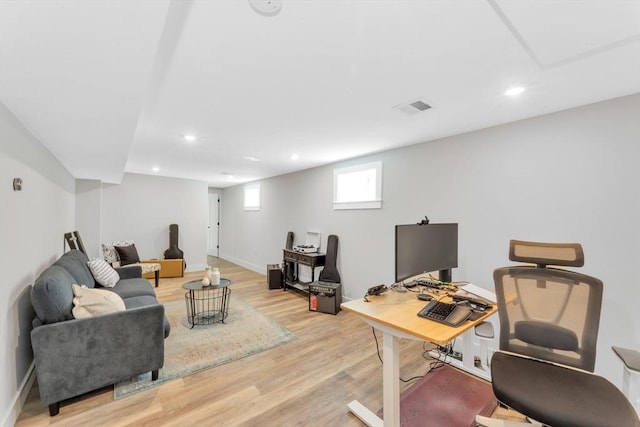 72 Rawson Rd Unit 2, Arlington, MA 02474 - home office with light wood finished floors, recessed lighting, and baseboards