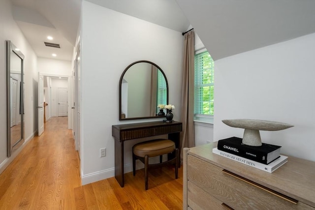 16 Border Rd, Reading, MA 01867 - corridor with light wood-style floors, lofted ceiling, and recessed lighting