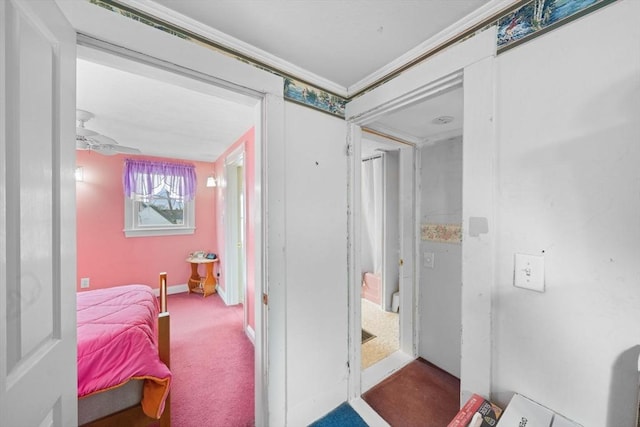 interior space featuring baseboards and crown molding