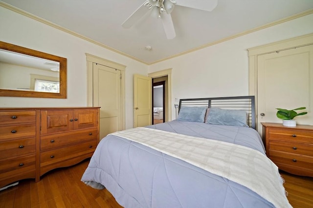149 Milton Ave, Boston, MA 02124 - bedroom with crown molding, wood finished floors, and ceiling fan