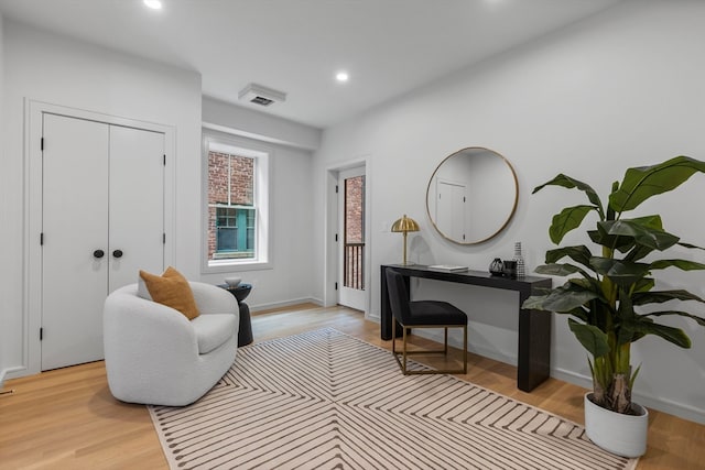 home office featuring light wood-type flooring