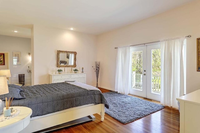 2386 Pleasant, Dighton, MA 02715 - bedroom featuring access to outside, wood finished floors, french doors, and recessed lighting