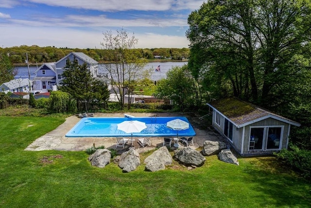 2386 Pleasant, Dighton, MA 02715 - outdoor pool featuring a yard, a patio area, and a water view