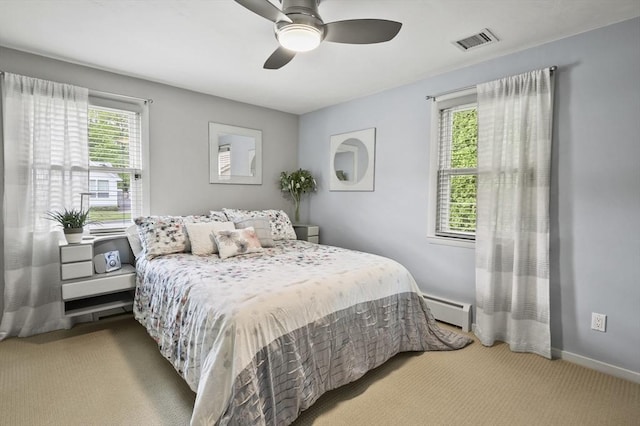 4 Polito Dr, Worcester, MA 01604 - bedroom with baseboard heating, carpet flooring, baseboards, and a ceiling fan