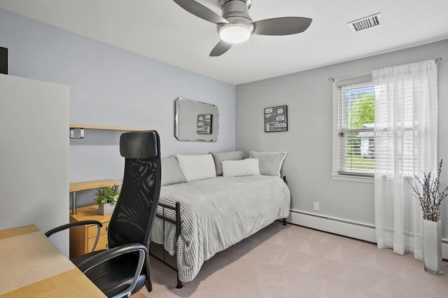 4 Polito Dr, Worcester, MA 01604 - carpeted bedroom with baseboard heating, a desk, and a ceiling fan